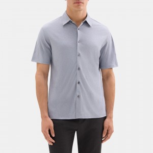 Standard-Fit Short-Sleeve Shirt in Slub Cotton