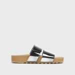 Slide Sandals in Metallic Leather