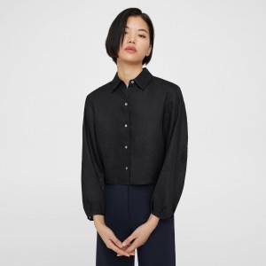 Pleated Shirt in Relaxed Linen