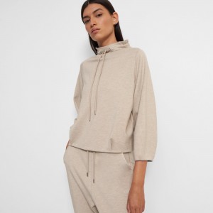 Drawstring Pullover in Double-Knit Jersey