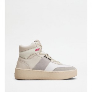 high-top platform sneakers in leather