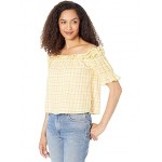 Over-the-Shoulder Ruffle Top Yellow/White