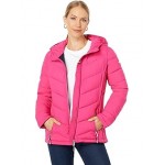 Hooded Chevron Quilt Packable Jacket Beetroot