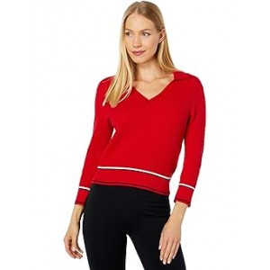 Jonny Collar Cable Sweater Scarlet