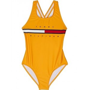 Classic Flag Logo One-Piece Swimsuit (Big Kids) Saffron