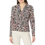 Long Sleeve Knot Top Floral Black Multi