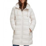 Zip-Up Packable Long Jacket White Sand