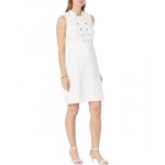 Hopsack Button Front A-Line Dress Bright White