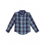Central Long Sleeve Plaid Button-Down Shirt (Little Kids) Flag Blue