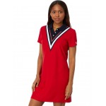 Chevron Colorblock Polo Dress Scarlet