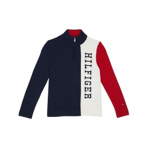 1/4 Zip Solid H Logo Sweater (Little Kids) Navy Blazer