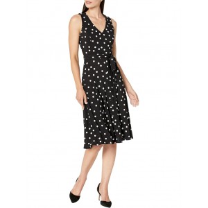 Jersey Dot Fit-and-Flare Dress Black/Ivory