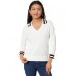 Cable Johnny Collar Sweater Ivory Multi