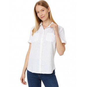 Linen Blend Camp Shirt Bright White