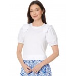 Mixed Meida Puff Sleeve Top Bright White