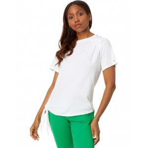 Short Sleeve Knot Top Bright White