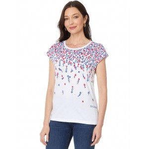 Short Sleeve Ditsy Floral Ombre Tee Bright White Multi