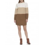 Color-Block Cable Dress Ivory/Light Heather Fawn/Black