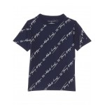 Angled Script Short Sleeve T-Shirt (Little Kids) Navy Blazer