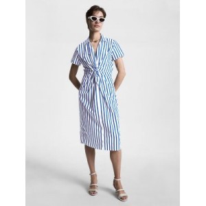 Stripe Poplin Center-Twist Dress