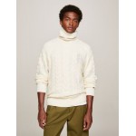 Relaxed Fit Cable Knit Turtleneck