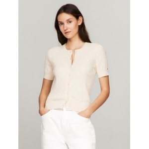 Short-Sleeve Cable Cardigan