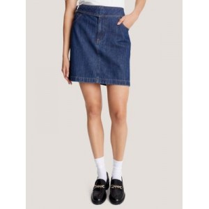 High-Waist Belted Denim Mini Skirt