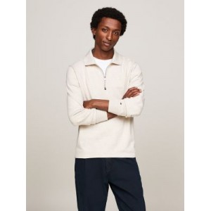 Terry Cotton Half-Zip Polo Sweatshirt