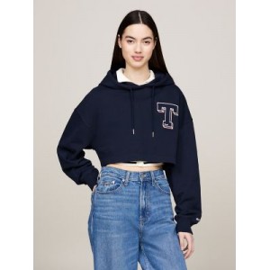 Cropped Fit Tommy Pullover Hoodie