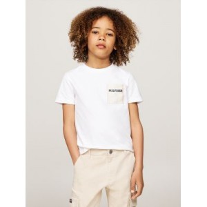 Kids Contrast Check Pocket T-Shirt