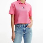 Tommy Jeans Womens Tjw Centre Badge Polo Shirt - Garden Rose