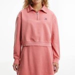 Tommy Jeans Womens Tjw Relaxed Timeless Circle Zip Sweatshirt - Garden Rose