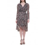 Womens Long Sleeve V-Neck Floral Print Dress