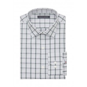 Long Sleeve Slim Fit Grid Check Button Down Shirt