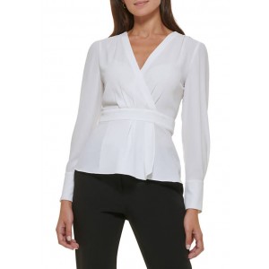 Womens Long Sleeve Peplum Blouse