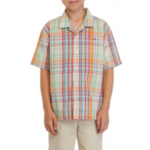 Boys 8-20 Short Sleeve Yarn Dyed Camp Shirt