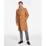 Mens Modern-Fit Solid Double-Breasted Overcoat