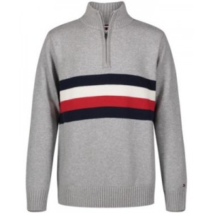 Big Boys Signature Stripe Long Sleeve Quarter Zip Sweater