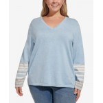 Plus Size Striped-Sleeve Sweater