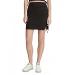 Womens Ruched Ribbed Mini Skirt