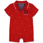 Baby Boys Printed Pique Knit Polo Romper