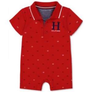 Baby Boys Printed Pique Knit Polo Romper