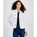 Womens Solid Open-Front Band Jacket