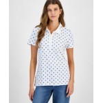 Womens Dot Print Short Sleeve Polo Shirt