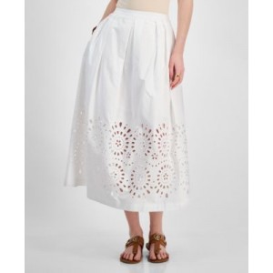 Womens Cotton Eyelet-Border A-Line Skirt