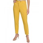 Womens Solid Pleated Mid-Rise Ankle Pants