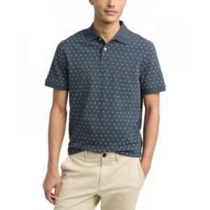 Mens Micro Geometric Print Short Sleeve Polo Shirt