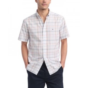 Mens Plaid Short Sleeve Button-Down Shirt