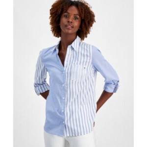 Womens Blanket Stripe Roll-Tab Shirt