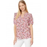 Womens Tommy Hilfiger Ditsy Floral Smocked Yoke Top
